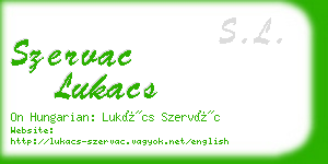 szervac lukacs business card